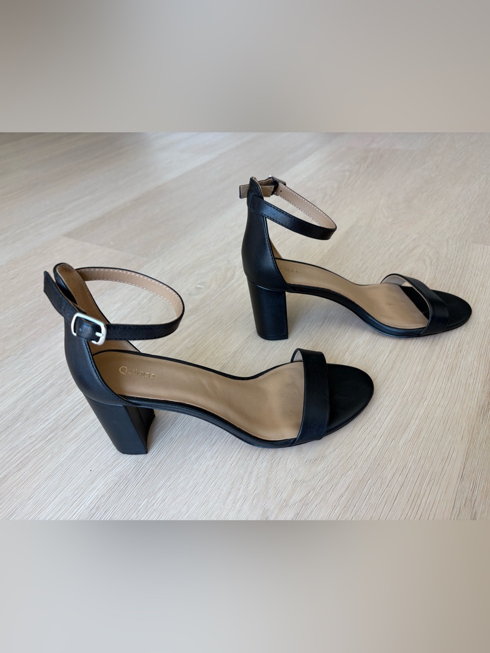 Quince Black Italian Leather 65mm Block Heel - Picture 3 of 7